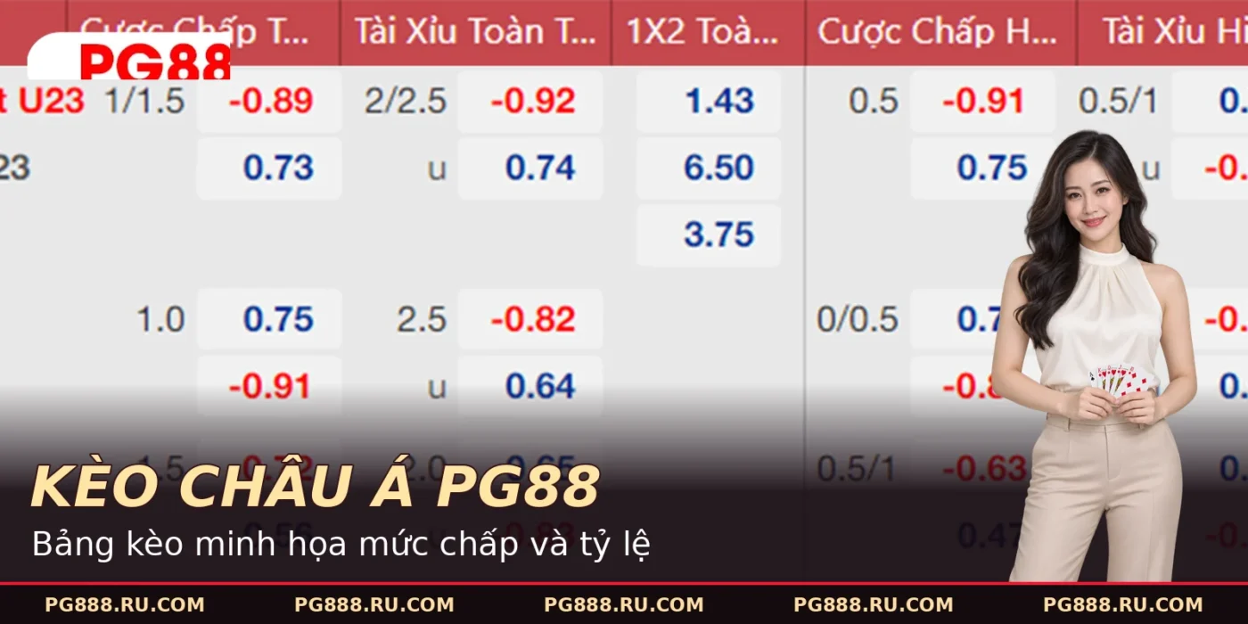 Kèo châu Á PG88: cột mức chấp và tỷ lệ cược của hai đội.